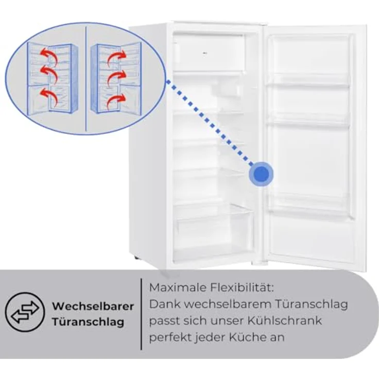 PKM KS184.4EEB Einbaukühlschrank mit Gefrierfach, 181 l Kühlteil, 14 l Gefrierteil, BxHxT 54 x 123 x 54 cm, LED-Beleuchtung, wechselbare Türanschläge – Bild 2