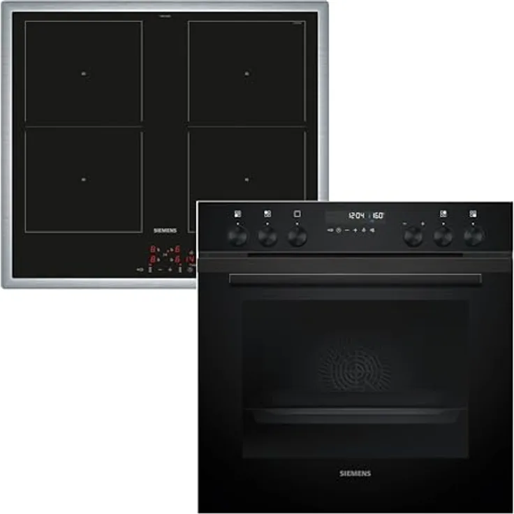 Siemens PQ522VAAB, Herdset mit Einbau-Herd HE278GBB4 und Induktions-Kochfeld EM645CQB6E, 71 l Garraum, Self-Cleaning, flachrahmen Design