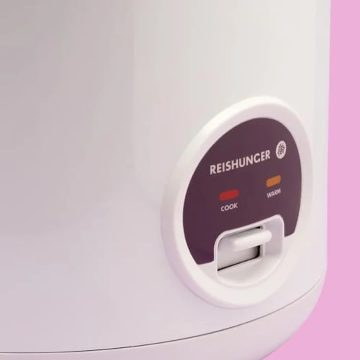 Reishunger Basis Reiskocher, 500 Watt, 1,2l, mit Keramikinnentopf, weiß, lila – Bild 4