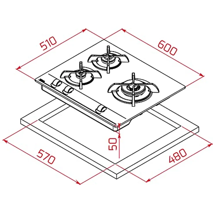 Teka GBC63010 Gaskochfeld Glas schwarz autark 60cm – Bild 9