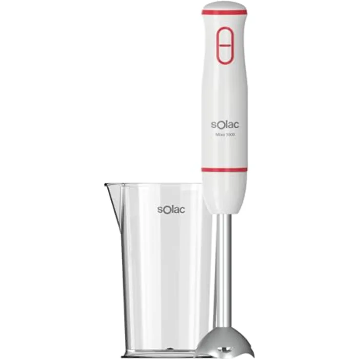 Solac Stabmixer Mixo 1000, 1000W mit 2 Geschwindigkeiten und Turbo, Edelstahlklingen und Schneebesen, BPA-frei, inkl. Messbecher