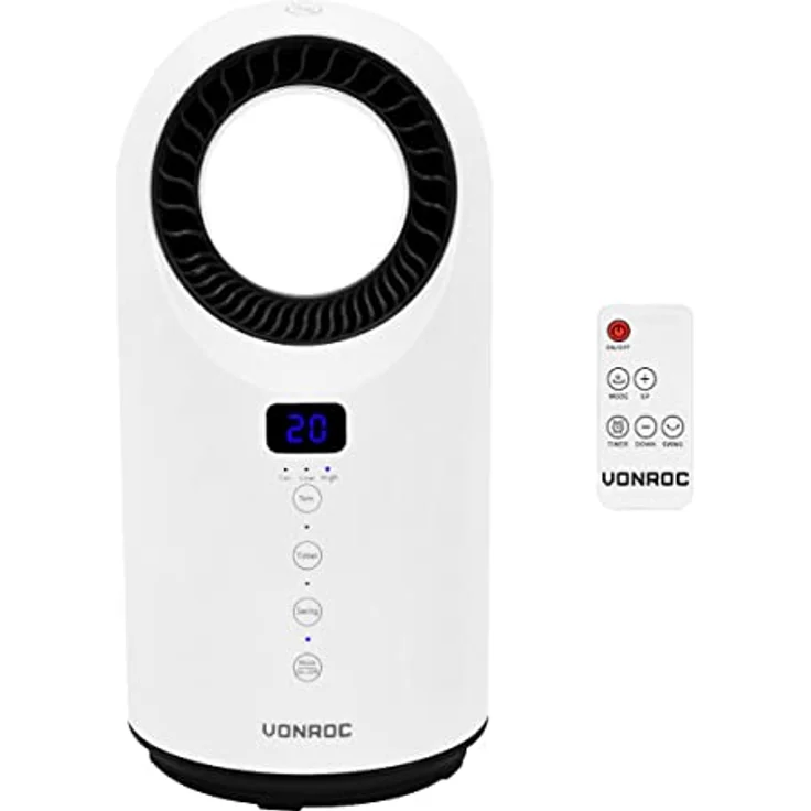 VONROC energiesparender Heizlüfter - Ideal als Elektro-Heizung für Bad & Schlafzimmer Baby - Schwenkbar, 2 Stufen 1500W, Fernsteuerung, Timer, Überhitzungs-& Kippschutz – Bild 1