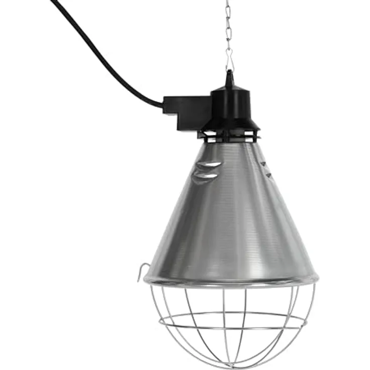 Kerbl Infrarot-Reflektor 175 W mit 5 m Kabel, Aluminiumschirm mit 6 Lüftungsschlitzen und 20 kg Tragkraft