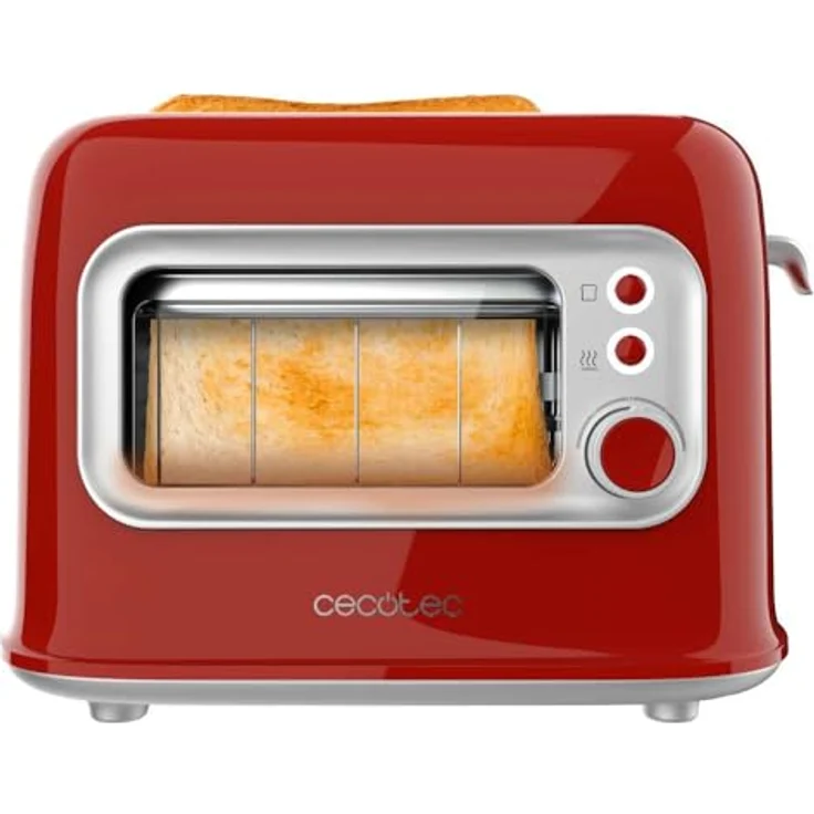 Cecotec Vertikaler Toaster RetroVision Red, 700W, 2 extra breite Schlitze, Bräunungssteuerung, Retro-Design mit Staubabdeckung – Bild 3