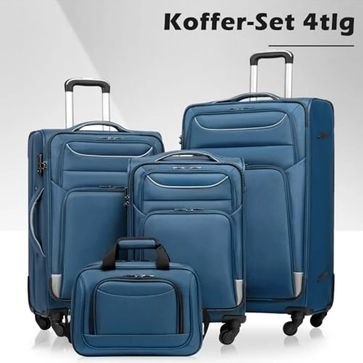 COOLIFE Kofferset 4-teilig, Weichgepäck 58/66/80cm mit TSA Zahlenschloss und 1 großer Umhängetasche, wasserabweisend – Bild 2