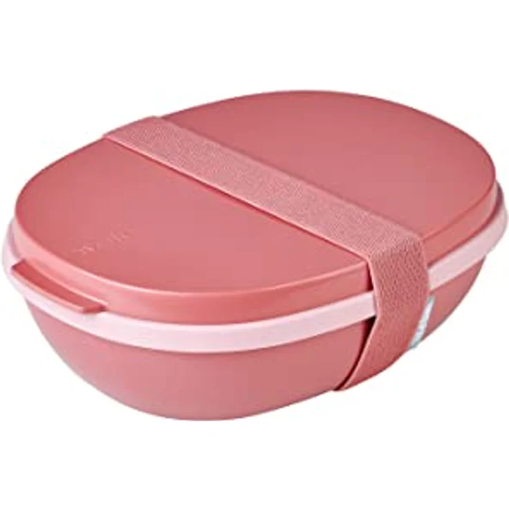 Mepal - Lunchbox Ellipse Duo - Meal Prep Box für Erwachsene & Salatbox zum Mitnehmen - Brotdose für ein gesundes Mittagessen - Ideal für Sandwiches & Salate - 825 ml + 600 ml - Vivid mauve – Bild 1