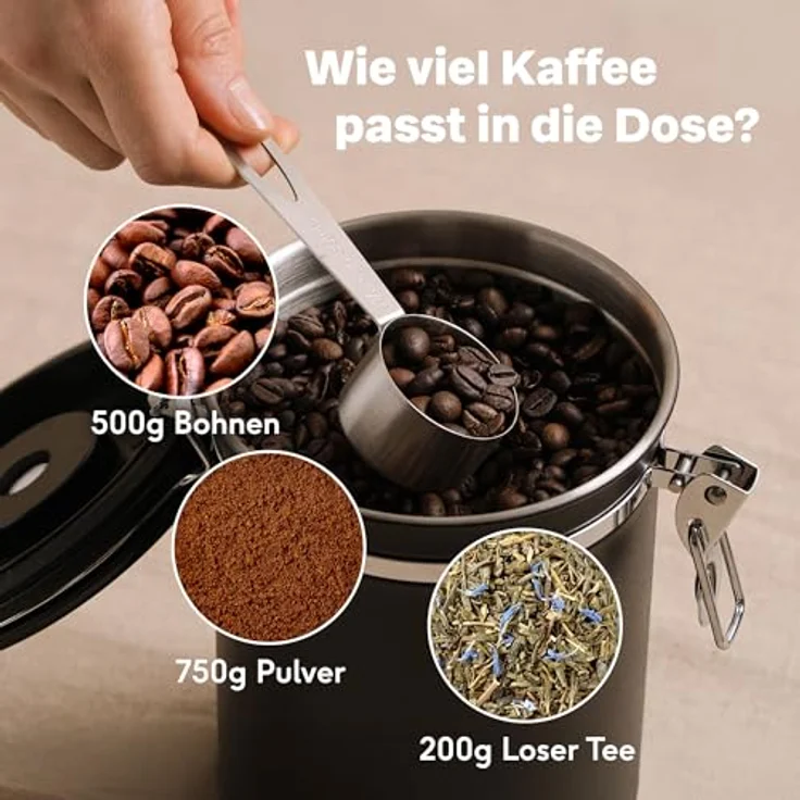 SILBERTHAL Kaffeedose 500g luftdicht, Edelstahl, (1-tlg) – Bild 4
