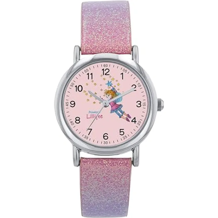 Prinzessin Lillifee Armbanduhr 2040170, rosa Kunstlederband, wasserdicht bis 3 bar, für Mädchen, Geschenkbox