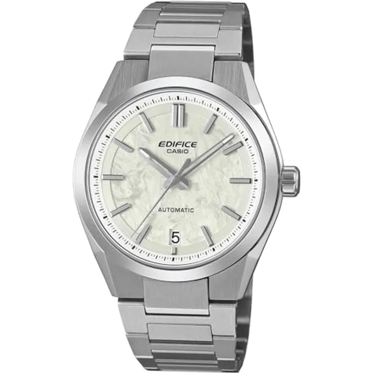 Casio Edifice EFK-100D-7AER, Automatik Herrenuhr aus Edelstahl, silberfarben, mit Kalender und kratzfestem Synthetik-Saphirglas