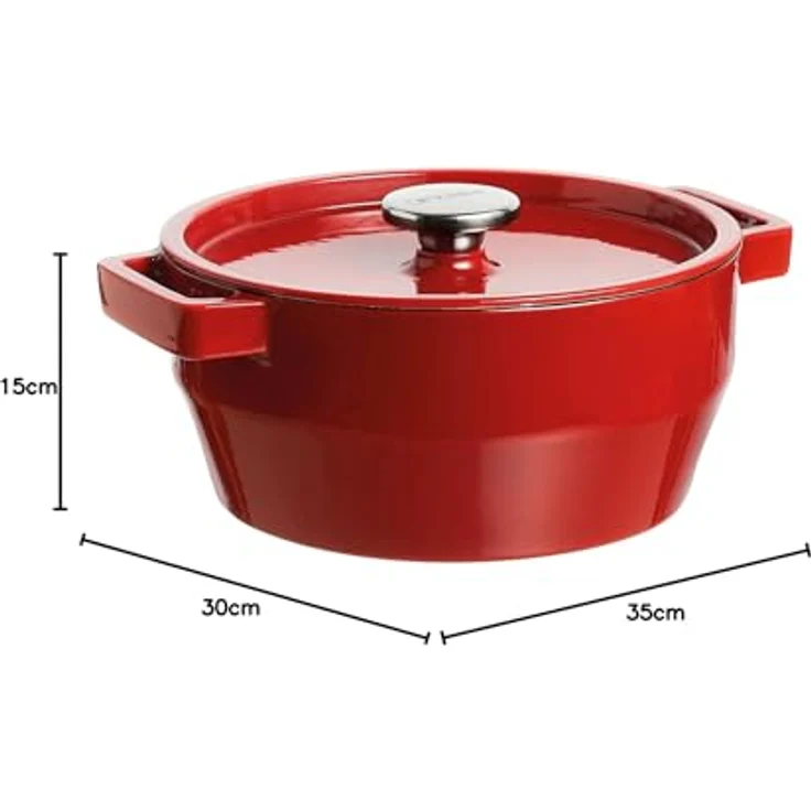 Pyrex 4936878 Gänsebräter Slow Cook rund 6,3 l Stahlguss Rot – Bild 4
