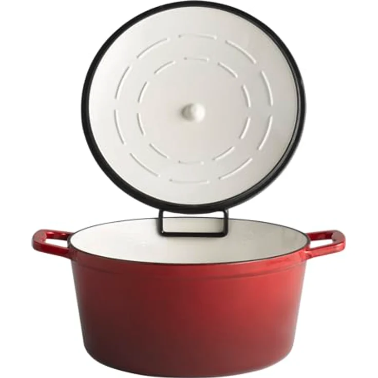 APS 88306 Kochtopf mit Deckel "5 STARS", Gusseisen, induktionsgeeignet, ofenfest, inkl. Deckelhalter, 28 cm, 6 Liter, anthrazit – Bild 2