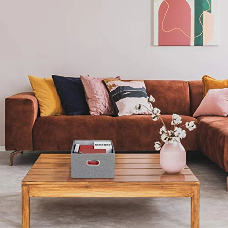 Relaxdays Aufbewahrungsbox 2er Set, Faltbare Ordnungsbox mit Deckel, 25 Liter je Stoffbox, HBT 20,5 x 34,5 x 42 cm, grau – Bild 2