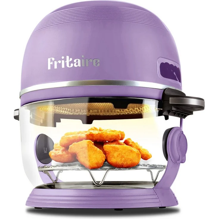 Fritaire Carbon8, Selbstreinigende Heißluftfritteuse mit Glasbowl, 6 Kochfunktionen, inkl. Drehspieß und Zubehör