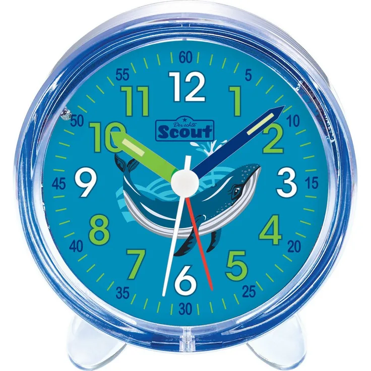 Scout Kinderwecker Favorit Quarzwecker, mit Zifferblattbeleuchtung und ruhigem Uhrwerk, Wal
