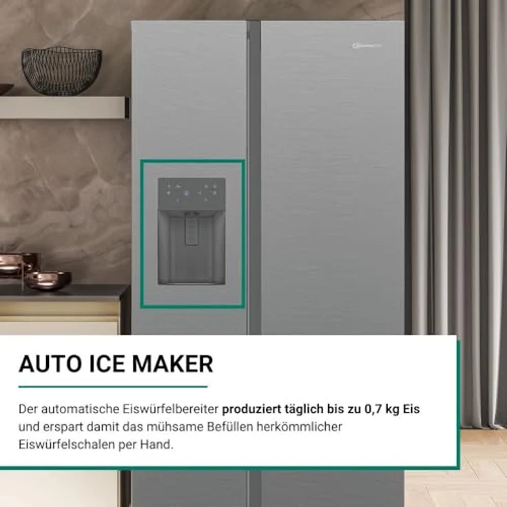 Bauknecht SBS IW E90 Pearl, Kühl-Gefrier-Kombination mit 375 l Kühlvolumen, No Frost-Funktion, Eiswürfelbereiter und Wasserspender – Bild 4
