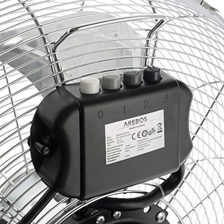 Bodenventilator Windmaschine Luftkühler Lüfter 18 Zoll Silber 120W 50Hz - Silber - Arebos – Bild 7
