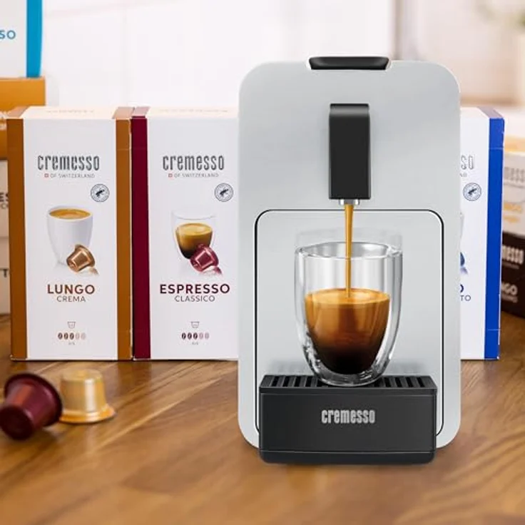 Cremesso Viva Elegante Kaffeekapselautomat, elegante Kapselmaschine in Schwarz und Silber mit Lungo Grande Funktion, Wasserknappheits- und Kapselzählanzeige – Bild 5
