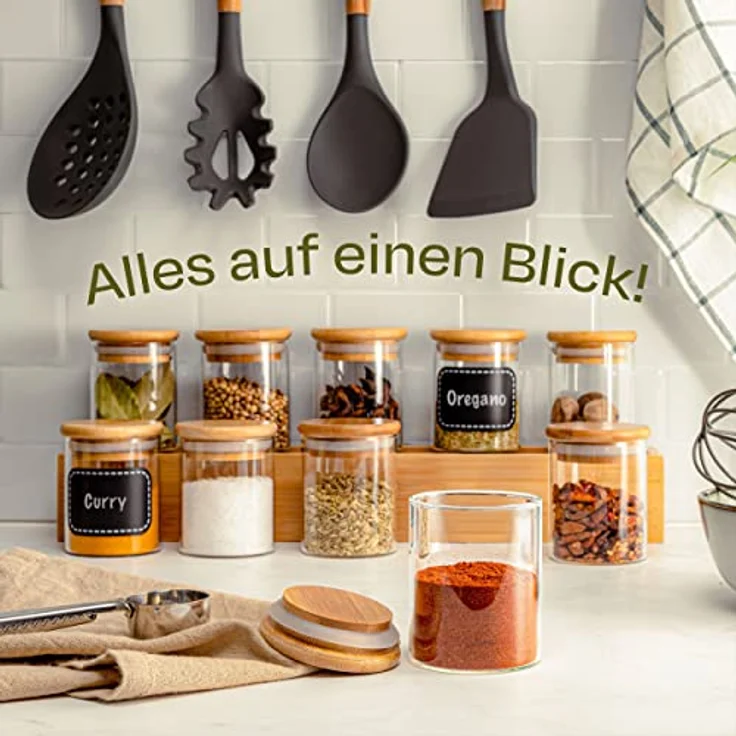 Niboline Gewürzbehälter 10er Set 120ml - Luftdicht - Spülmaschinenfest - Transparente Gewürzgläser für Gewürze und Kräuter – Bild 4