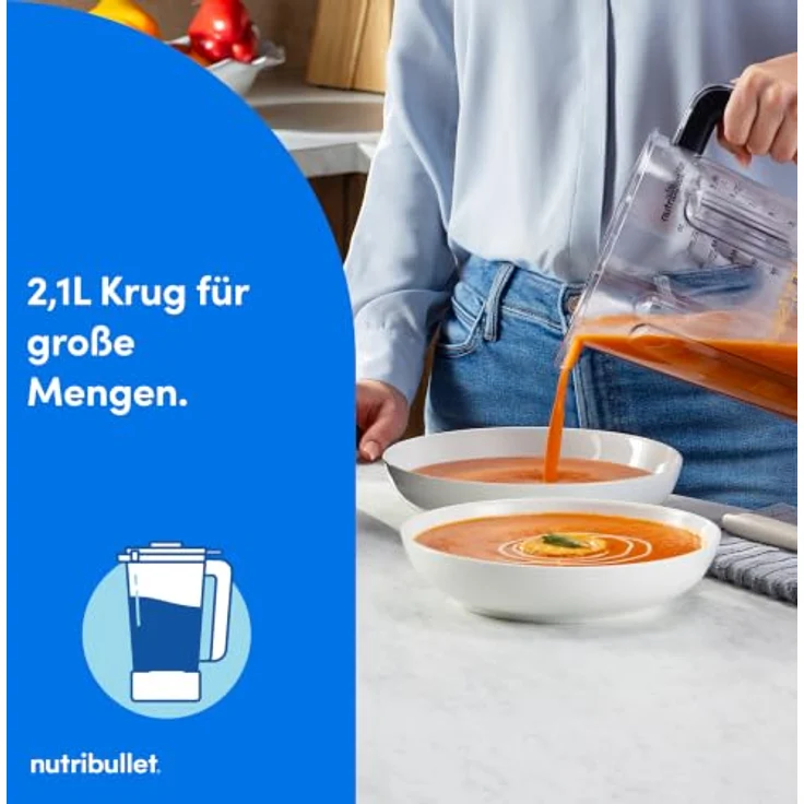 NutriBullet Power Core, Standmixer 1200W mit Edelstahlmessern, 3 Stufen + Pulse, 2,1L, Schwarz – Bild 5