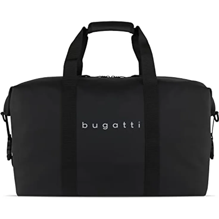 Bugatti Rina Reisetasche für Damen und Herren - Recycelte Sporttasche 35 L wasserabweisend - Trainingstasche, Fitnesstasche für Sport - Tasche für den Urlaub aus recyceltem PU, Schwarz