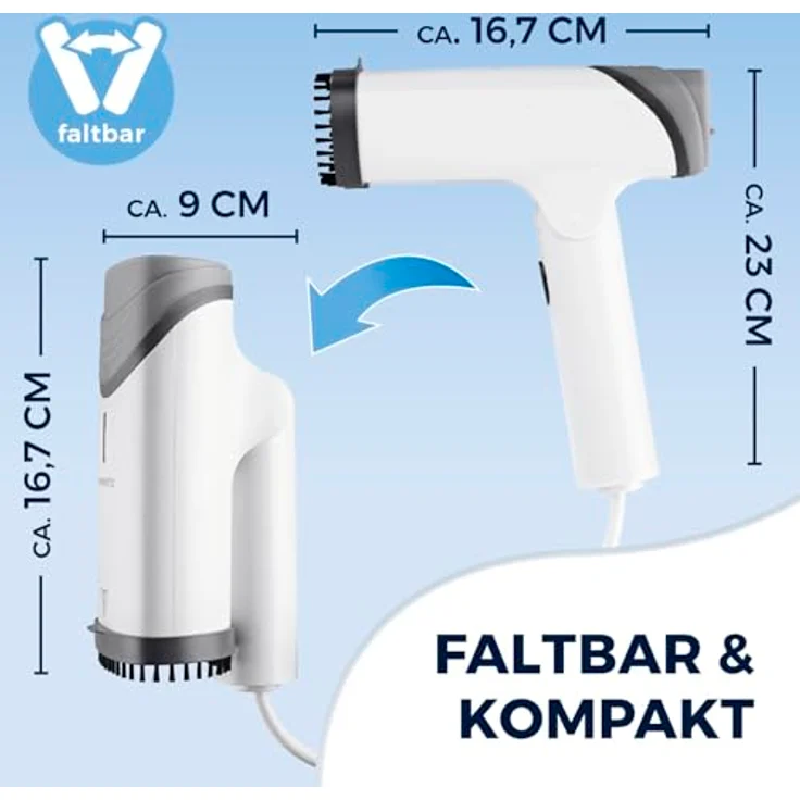 CLEANmaxx 2in1-Dampfbürste, effiziente Steam-Funktion mit 1200 Watt, kurzer Vorheizzeit und 130-ml-Wassertank – Bild 9