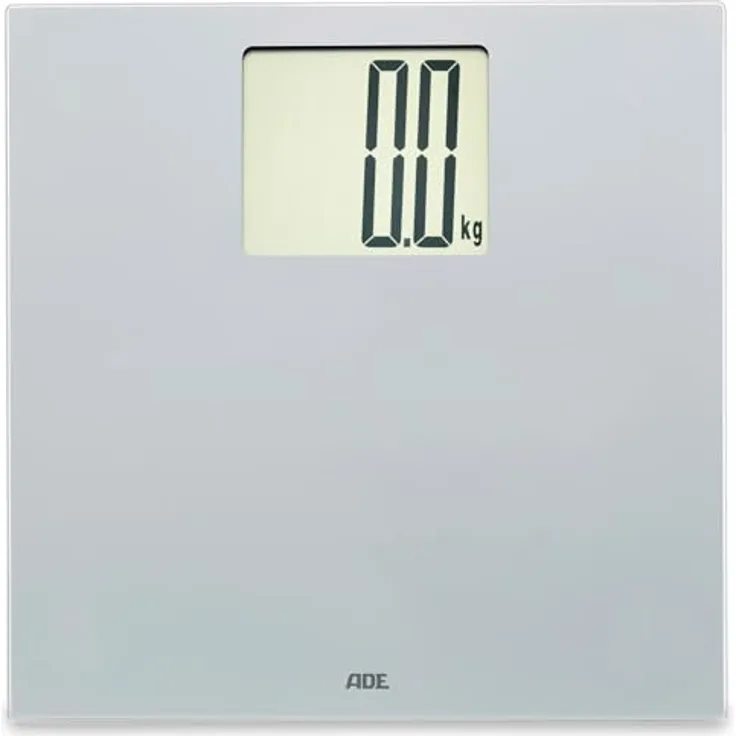 ADE Digitale Personenwaage XXL mit hoher Tragkraft bis 200 kg | leicht ablesbares Display 10,6 x 9,1 cm | silber