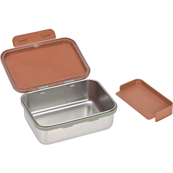 LÄSSIG Kinder Brotdose Edelstahl Lunchbox Frühstücksbox Nachhaltig Kindergarten Schule/Happy prints caramel – Bild 3