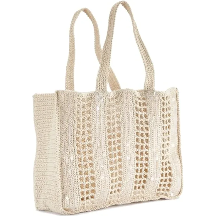 Vivance Shopper Strandtasche, Häkel-Design mit Paillettendetails, viel Stauraum für Stadtbummel und Urlaub