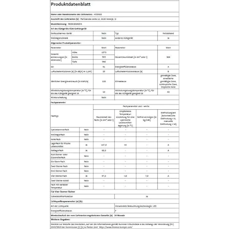 HISENSE RB3N300NEFA Kühlgefrierkombination, 304 l, No Frost, 1873 mm hoch, Schwarz, mit elektronischer Steuerung und Holiday Modus – Bild 12