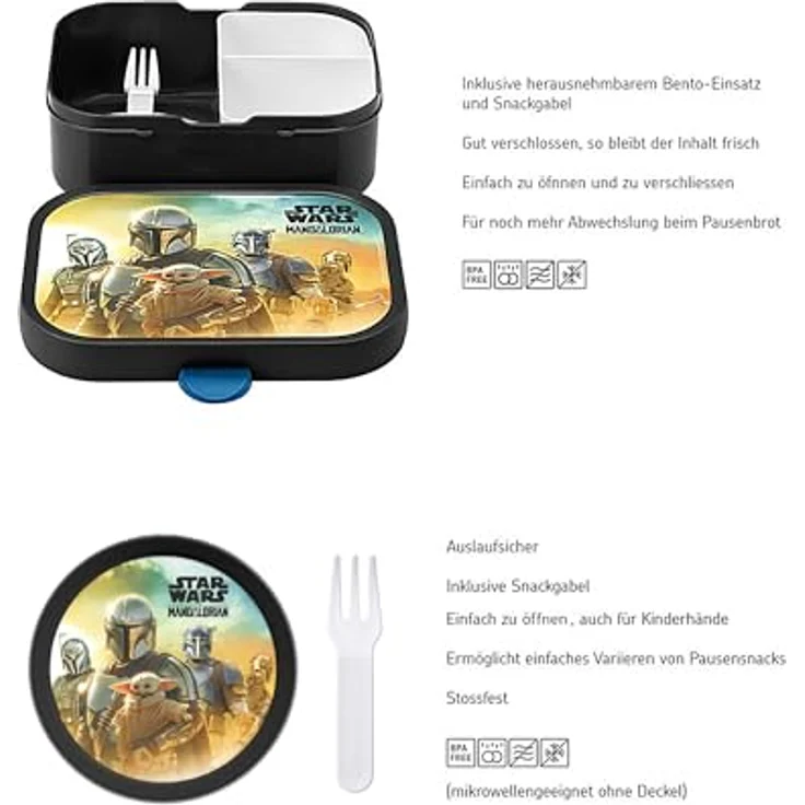 Mepal Kinder Obst- und Bento Box Campus meets Fruits Star Wars - Spülmaschinenfest & BPA-frei, 300 & 750 ml, Mit Fächern, Gabel & Clip-Verschluss, Perfekt für Snacks & Mahlzeiten – Bild 2