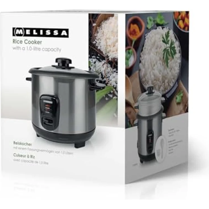 MELISSA Reiskocher RK-1,0L, 1,0 l, 400 W, Antihaftbeschichtung, Dampfkorb, Edelstahlgehäuse, Warmhaltefunktion – Bild 12
