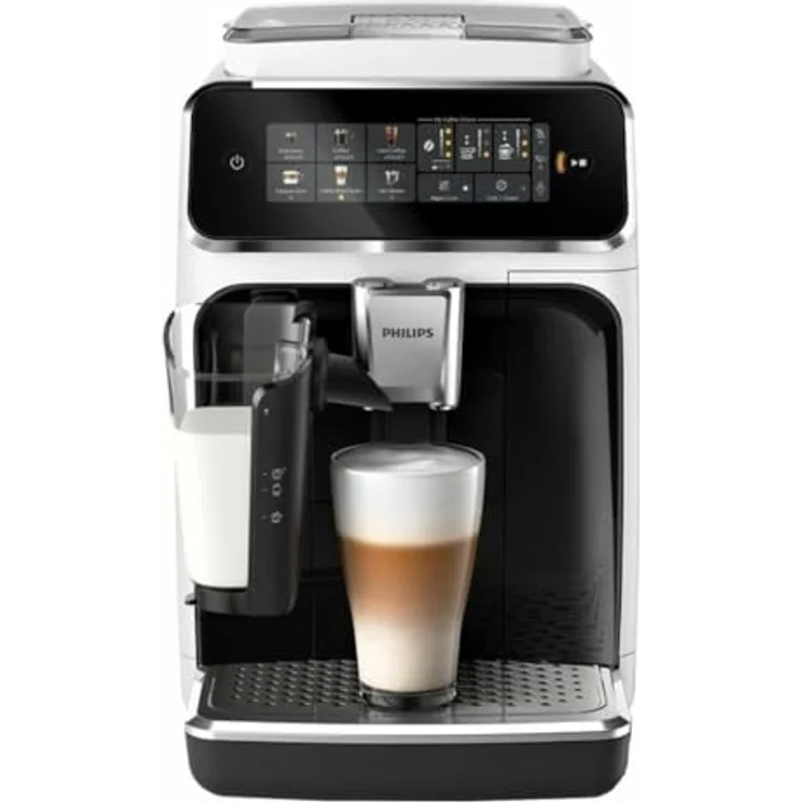 PHILIPS EP3343/50 Serie 3300 LatteGo 6 Kaffeespezialitäten Kaffeevollautomat Weiß/Klavierlack-Schwarz – Bild 2