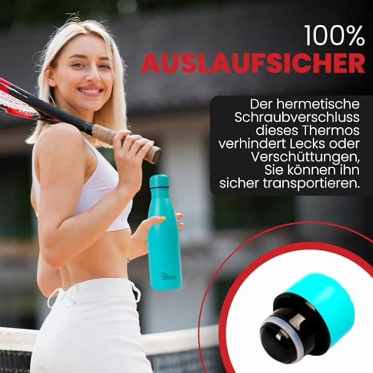 Otto Koning Trinkflasche Edelstahl 500ml, Vakuumisolierte Thermosflasche, Auslaufsicher, doppelwandig, BPA-frei, für Sport, Schule, Büro & Outdoor – Bild 5
