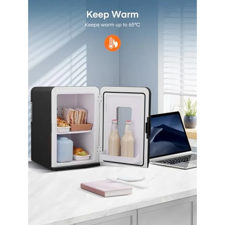 FOHERE 2 in 1 Mini Kühlschrank 15L, Kühlschrank mit Kühl- und Heizfunktion, DC/AC für Autos und Büros, ECO-Low-Noise-Modus, Schwarz – Bild 5