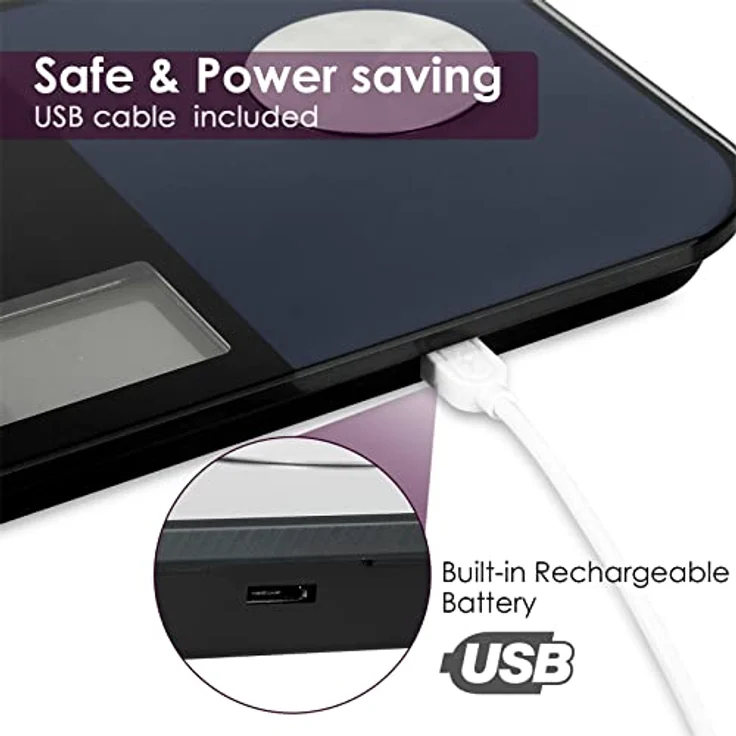 himaly Körperfettwaage Digital Personenwaagen mit App Smart Fitness Waage, 6-Farbiges LCD-Display | 18 Köperdaten | USB-Schnellladung | Max 180kg – Bild 2