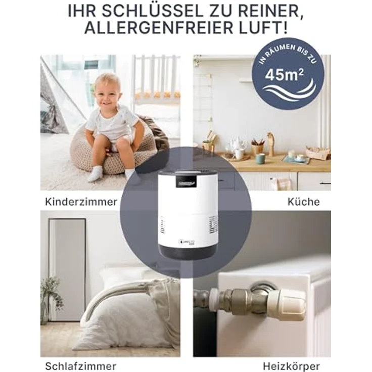 Comedes Umecto 300 Luftbefeuchter für Räume bis 45m², Kaltverdunstung, Tank 2,8 l, Smart-Home fähig, in 3 Farben mit Luftfeuchtigkeitsindikator – Bild 2