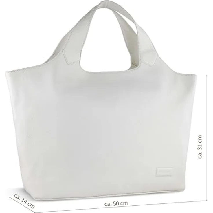 bugatti Elsa Shopper Tasche L, 100% Leder, 50 cm mit Laptopfach, weiß – Bild 2