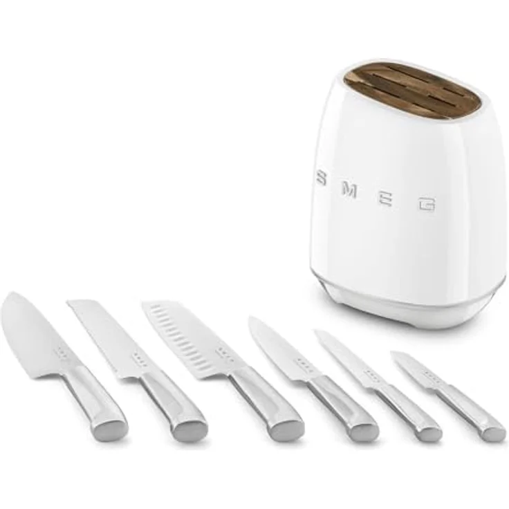 Smeg KBSF02WH, Messerblock aus Edelstahl mit 6 hochwertigen Messern, Weiß – Bild 5