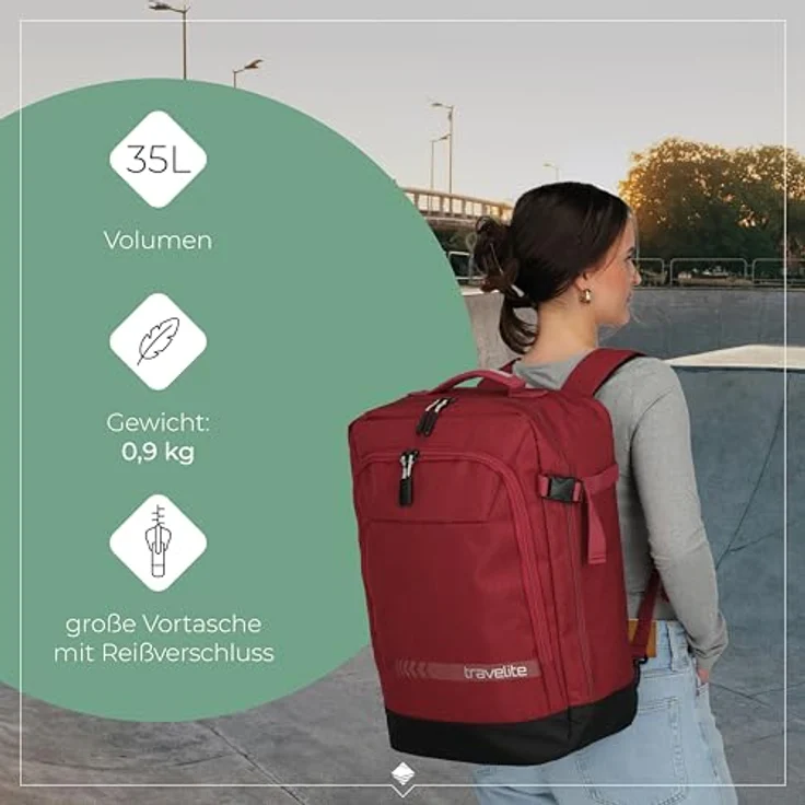travelite Kick Off Multibag Rucksack 50 cm, rot – Bild 4