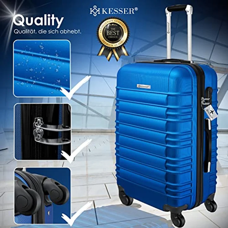 KESSER® 3tlg. Hartschalenkofferset Hartschalenkoffer Reisekoffer Set Reisekofferset Trolley Koffer Inkl. Kofferwaage + Gepäckanhänger Rollkoffer Schloss 4 Rollen ABS-Hartschale Teleskopgriff M-L-XL – Bild 3