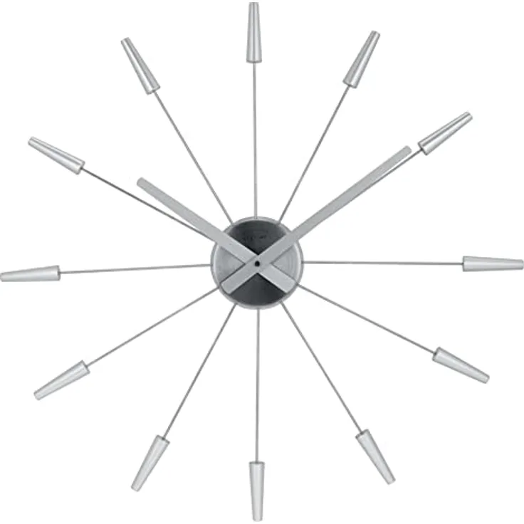 Nextime 2610zi Wanduhren, Metall und Kunststoff, Silberfarben, Ø 58 cm