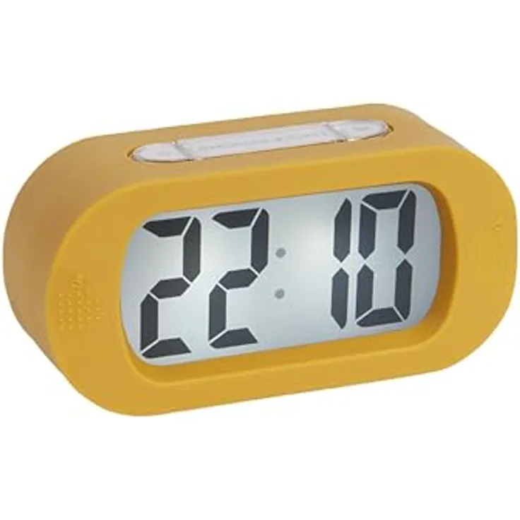 Karlsson Wecker Gummy, Rechteckiger Silikonwecker in Ockergelb mit digitaler Anzeige, 14x7x5cm für Schlafzimmer und Büro
