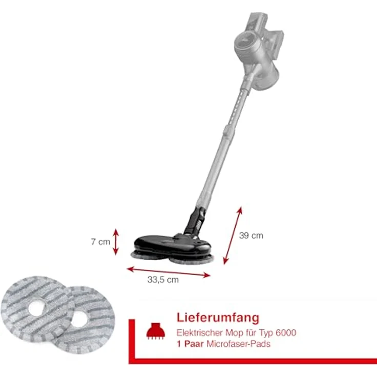 Solis of Switzerland Wischdüse Zubehör Elektrischer Mopp, 2-in-1 Reinigungssystem für Flexi Vac Cleaner 350 (Typ 6000) mit Mikrofaser-Pads und LED-Beleuchtung – Bild 6