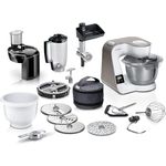 BOSCH Küchenmaschine Serie 4 MUM5XL74, 1000 W, integrierte Waage, 9,4 l Edelstahlschüssel, Mixer, Weiß, mit Fleischwolf und Würfelschneider