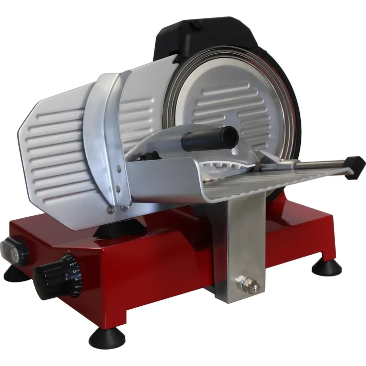 Celme BETA 220 Aufschnittmaschine, 220 mm Klinge aus Antihaft-Stahl, elektrisch, rot, professionell und langlebig