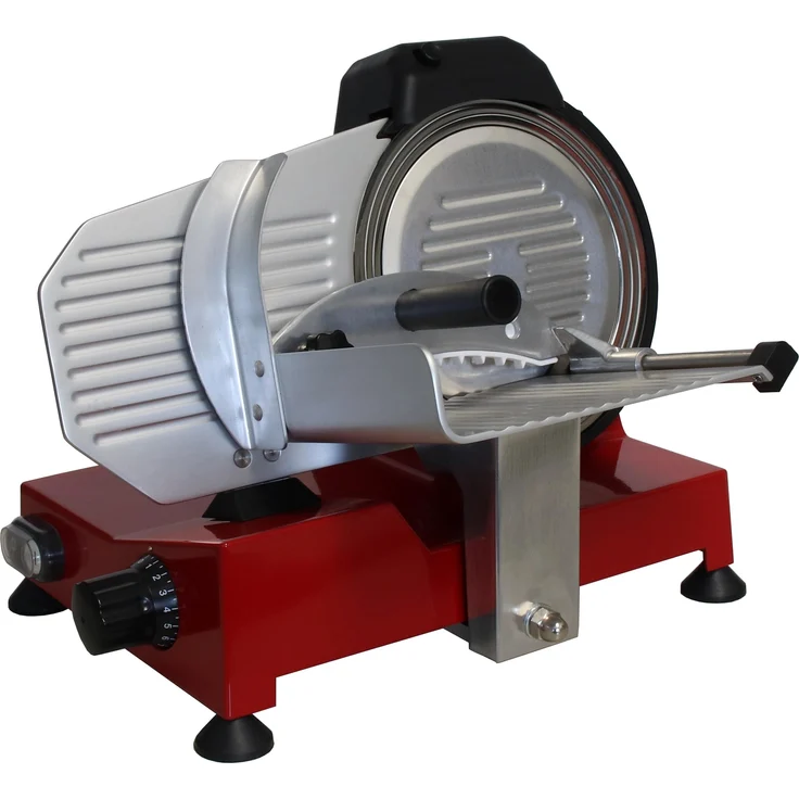 Celme BETA 220 Aufschnittmaschine, 220 mm Klinge aus Antihaft-Stahl, elektrisch, rot, professionell und langlebig