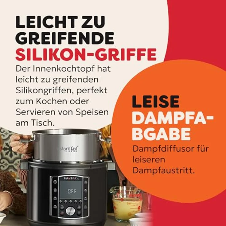 Instant Pot Pro 10-in-1-Elektro-Multikocher, 1200 W, 5,7 L, Schnellkochtopf, Schongarer, Dampfgarer, Sous Vide, schwarzer Edelstahl – Bild 5