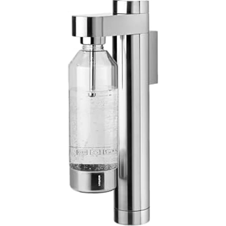 Stelton Brus Wassersprudler, Premium Carbonator für Wasser mit CO2 - Wandhalterung, einstellbare Sprudelstärke - Skandinavisches Design, Edelstahl – Bild 1