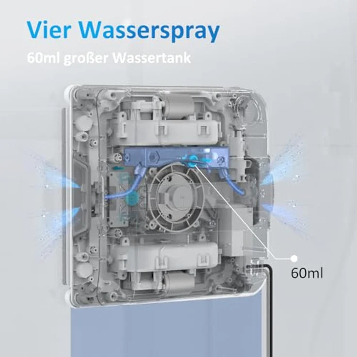 Mamibot W120-DP Fensterputzroboter, Sprühfunktion, intelligente Pfadplanung, doppelter Kreuz-Wasserstrahl, Fern- und App-Steuerung, blau – Bild 2