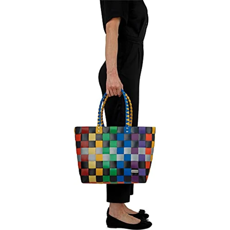 normani Einkaufstasche geflochten mit Henkeln, extra robuste Tragetasche 20L, Farbe Classic/Rainbow, aus 70% recyceltem Material – Bild 3
